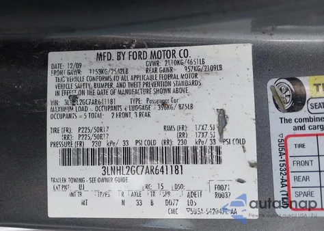 2010 Lincoln Mkz z USA, uszkodzony, nr VIN 3LNHL2GC7AR641181